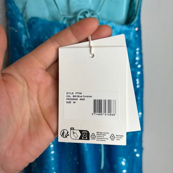 NWT Ganni Sequin Slip Mini Dress Blue - Picture 9 of 11